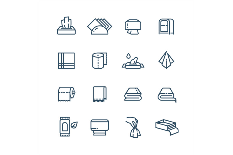 textile-towel-and-wet-paper-napkin-line-vector-public-sanitary-icons