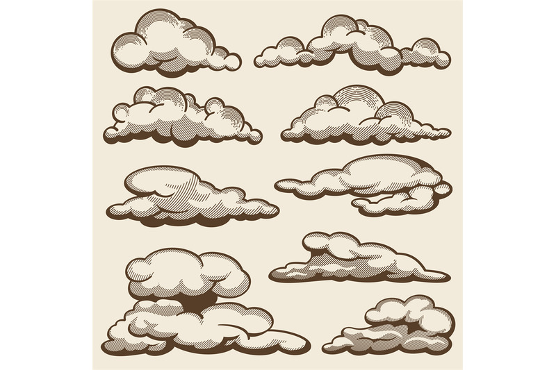 hand-drawn-clouds-in-vintage-style-vector-set