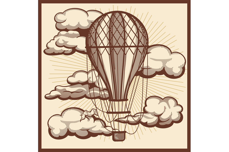 hand-drawn-clouds-and-air-balloon-vector-vintage-sketch