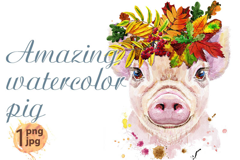 cute-piggy-with-wreath-of-autumn-leaves