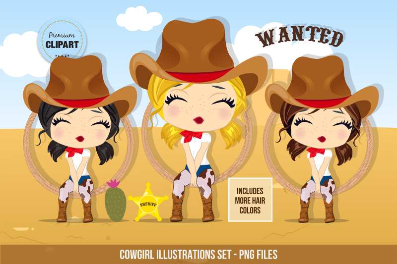 cowgirl-clipart-wild-west-illustrations