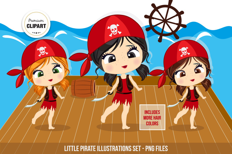 pirate-clipart-pirate-girl-illustrations