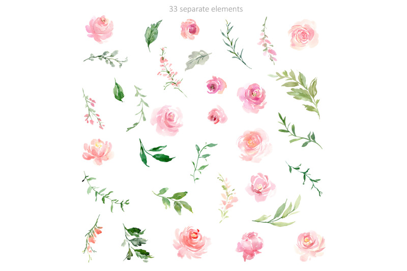 romantic-watercolor-pink-flowers-wreaths-bouquet-png