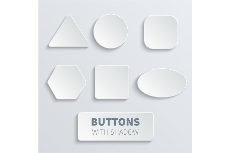 white-3d-blank-square-and-rounded-button-vector-set