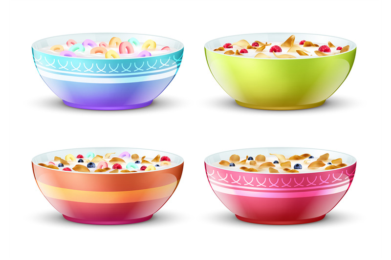 bowls-of-breakfast-with-different-milk-cereal-snacks-vector-set