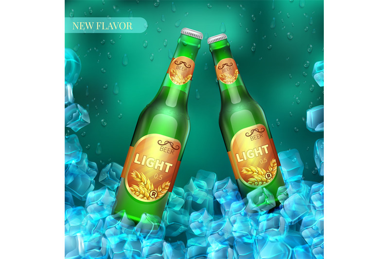frozen-light-beer-bottles-with-ice-cubes-product-vector-retail-backgr