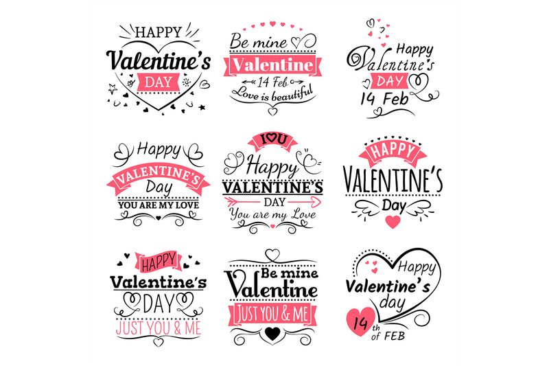 valentines-day-typography-ribbon-banners-and-decoration-elements-vect