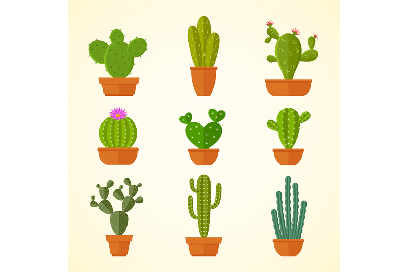 cactus-decorative-home-plant-in-pots-flat-vector-icons
