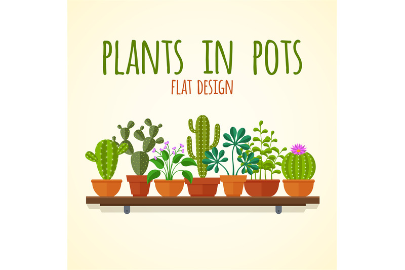 flat-cactuses-and-home-plantas-vector-concept