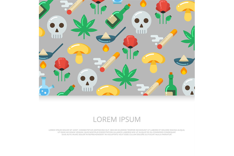 bright-drugs-and-skull-flat-icons