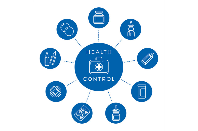 health-control-linear-icons-concept