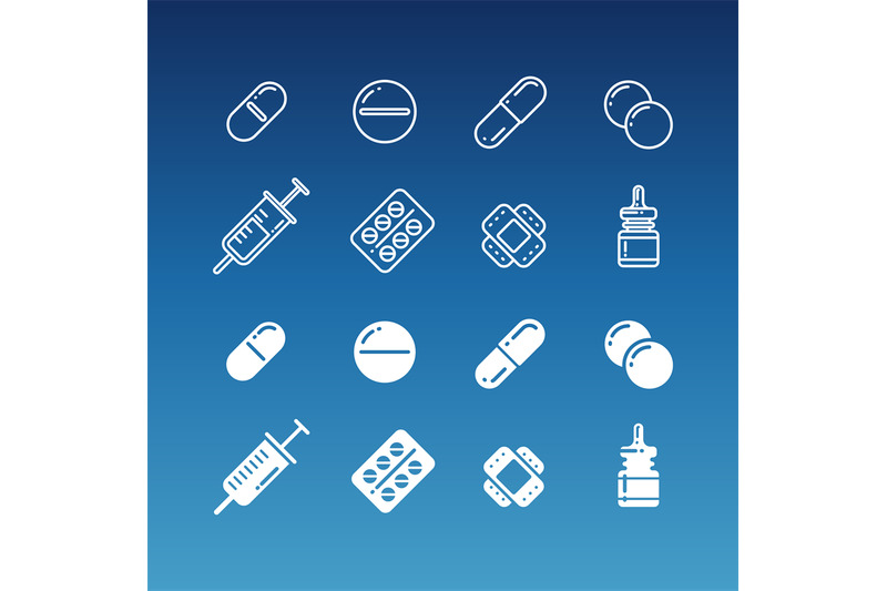 medication-linear-and-silhouette-icons