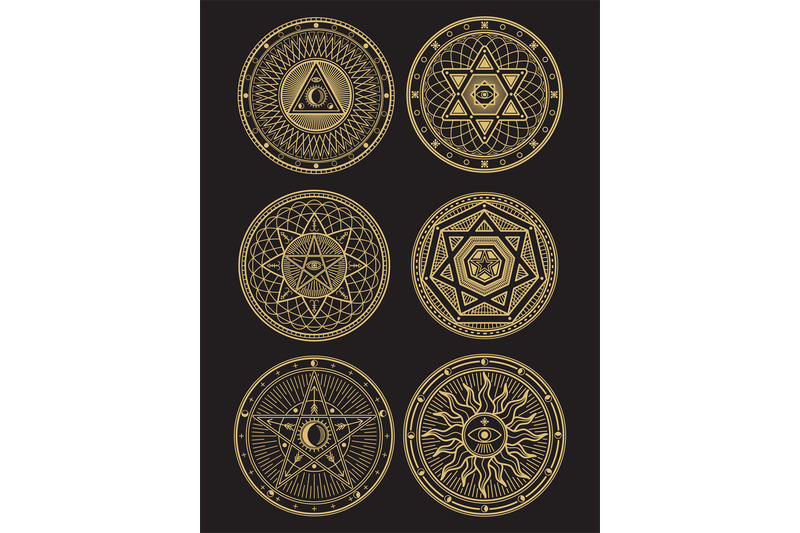 golden-occult-mystic-spiritual-esoteric-vector-symbols
