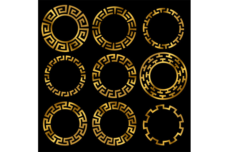 golden-ancient-greek-round-frame-ornament-set