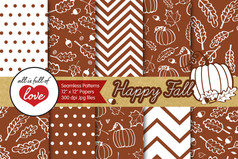 brown-fall-foliage-digital-papers-autumn-background-patterns