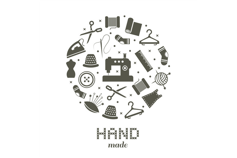 handmade-round-concept-with-sewing-and-knitting-icons