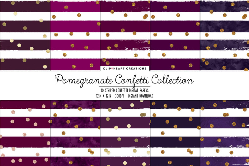pomengranate-and-gold-confetti-digital-papers