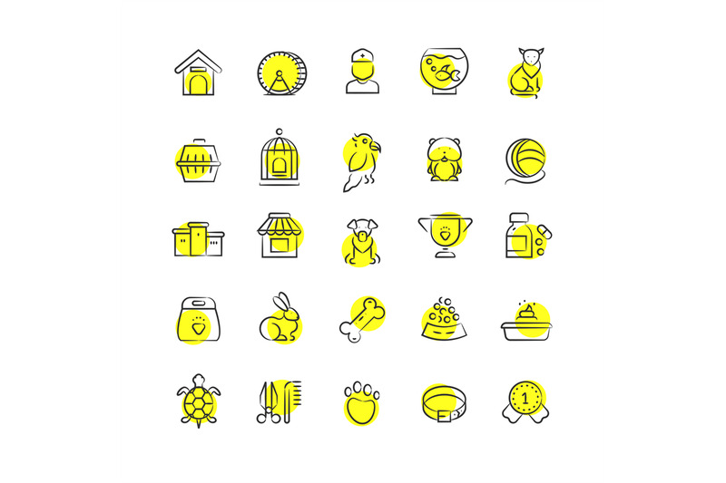 pet-shop-animals-and-pets-accessorises-linear-icons