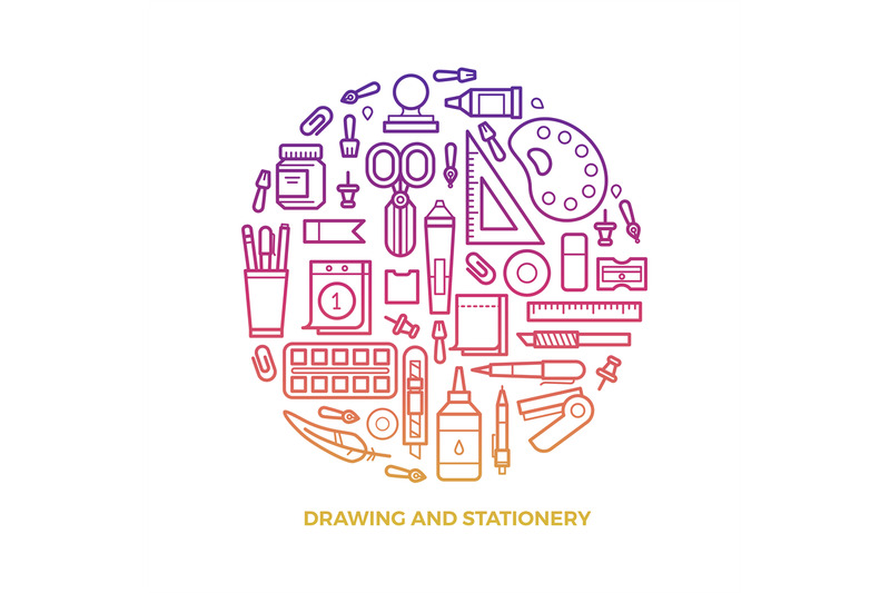 bright-stationery-and-drawing-line-icons-round