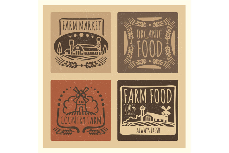 grunge-organic-food-farm-market-vintage-labels-design