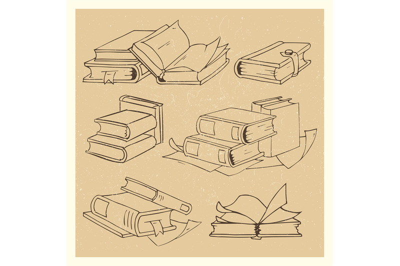 hand-drawn-books-sketch-grunge-icons-set