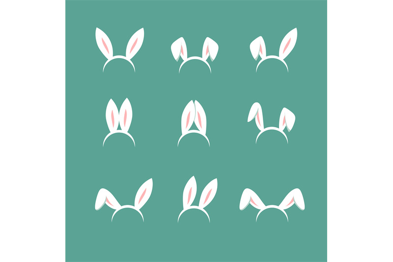 easter-bunny-cartoon-ears-celebration-mask-isolated-vector-set