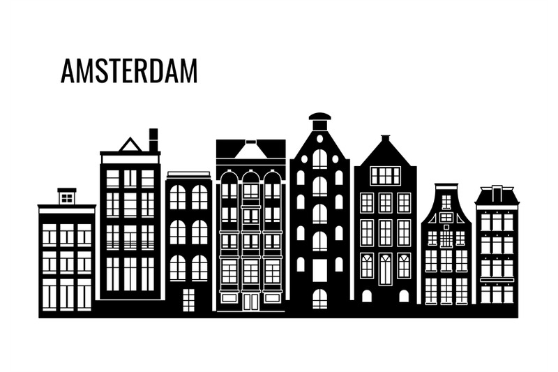 row-of-old-typical-amsterdam-houses-vector-silhouettes