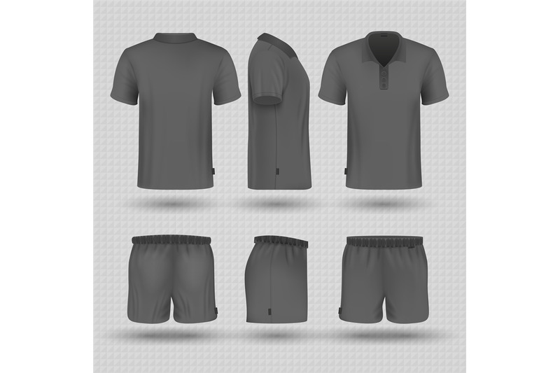 soccer-black-sports-uniform-male-shorts-and-t-shirt-front-side-and-b