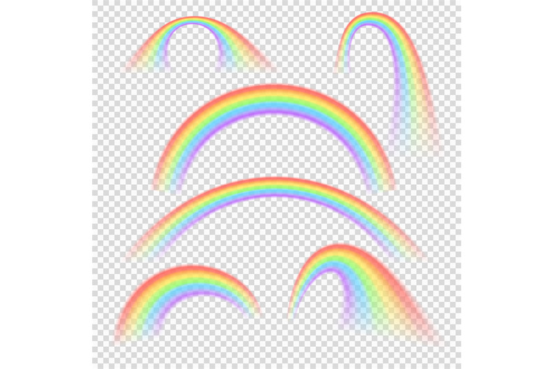 summer-realistic-rainbow-arches-isolated-vector-set