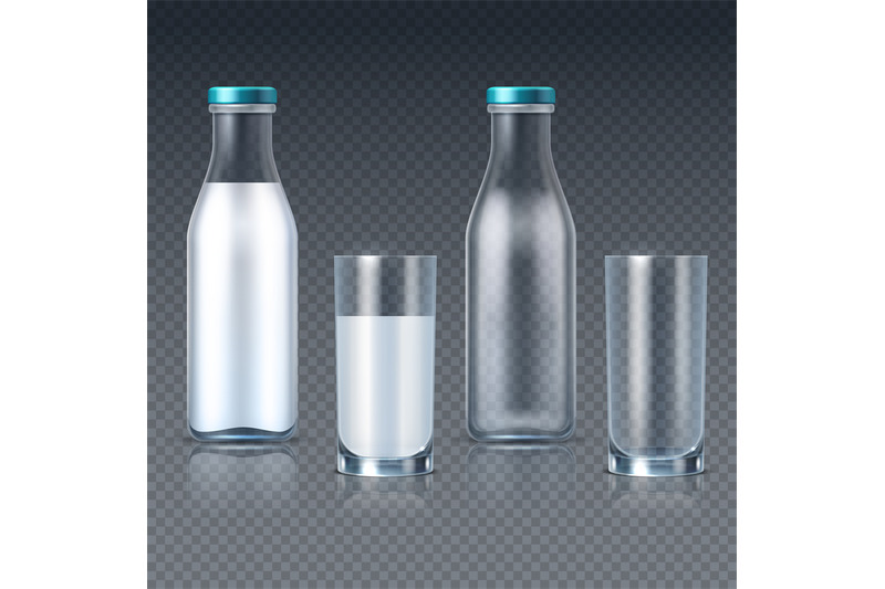 realistic-glass-bottles-and-glasses-with-milk-vector-templates-isolate