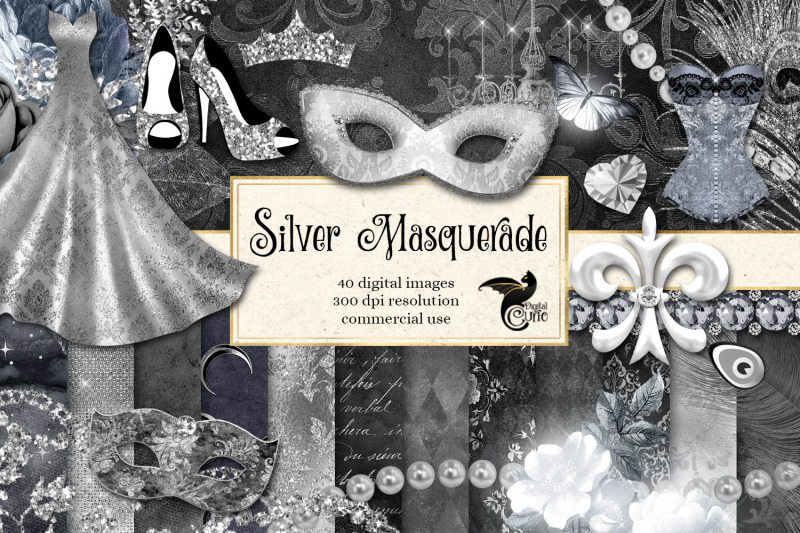 silver-masquerade-digital-scrapbook-kit