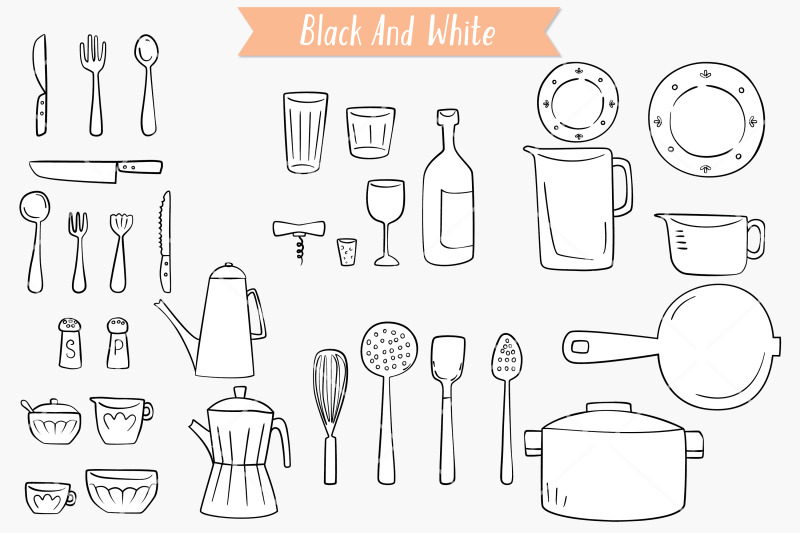 kitchen-items-hand-drawn-household-cooking-doodles