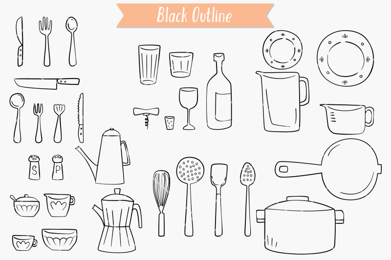 kitchen-items-hand-drawn-household-cooking-doodles