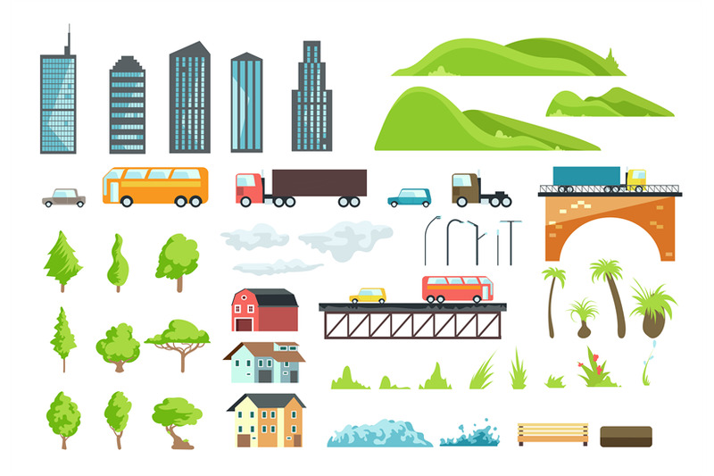 flat-city-map-vector-elements-with-urban-transport-road-trees-and-bu