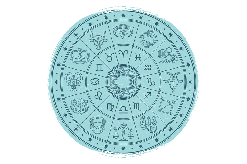 grunge-horoscope-signs-in-astrology-circle