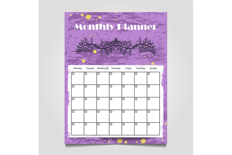 colorful-grunge-monthly-planner-template-design