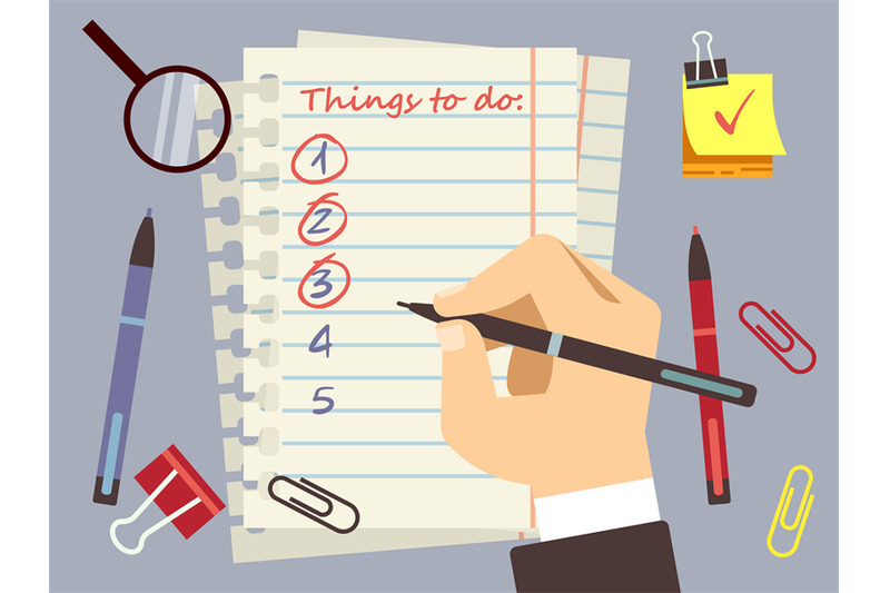 flat-to-do-list-page-and-stationery-vector