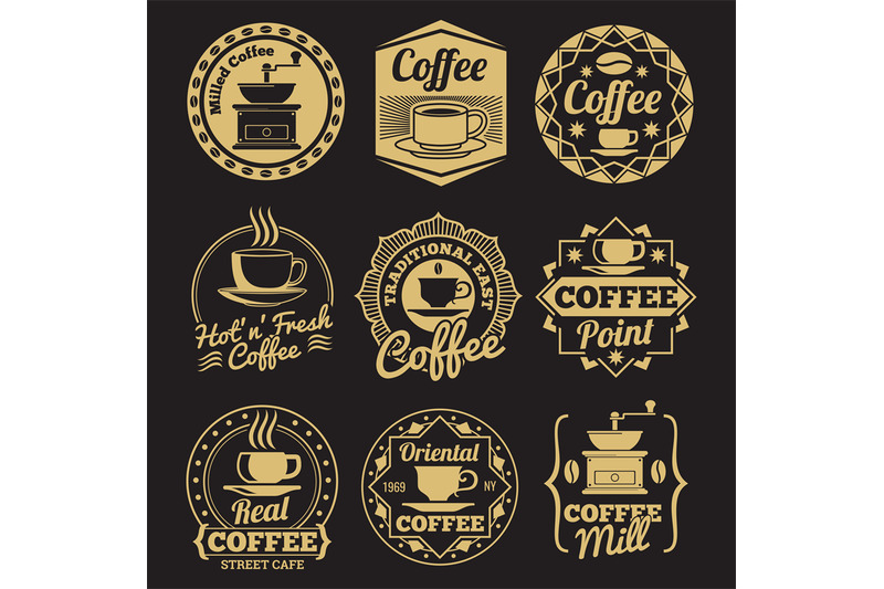 gold-coffee-shop-labels-on-black-backdrop