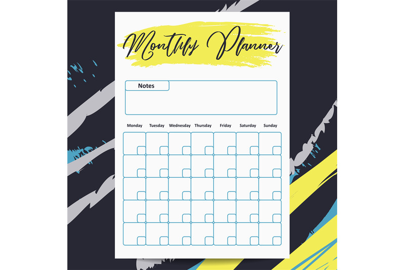 monthly-planner-vector-template-with-abstract-grunge-elements