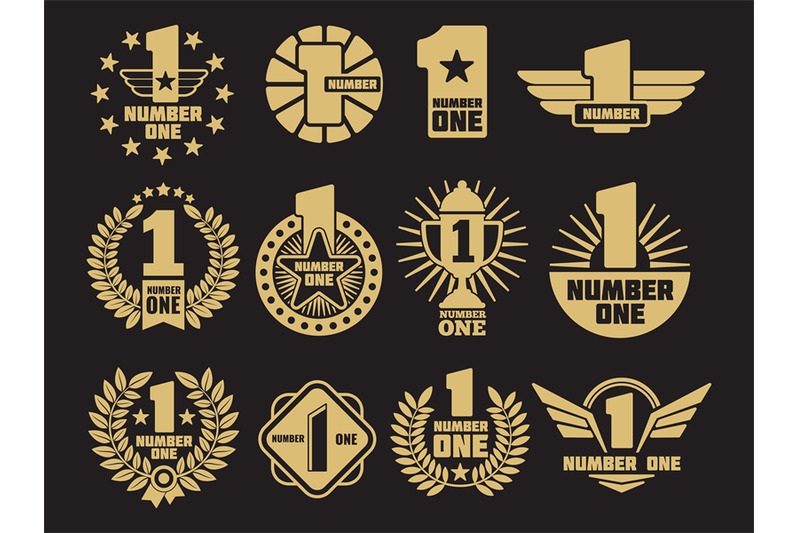 golden-number-one-retro-identity-logos-and-labels