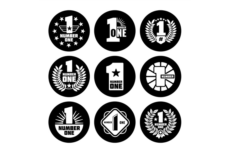 number-one-vector-labels-on-black-icons