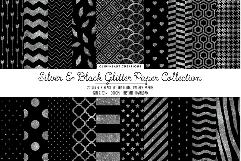 silver-and-black-glitter-digital-papers