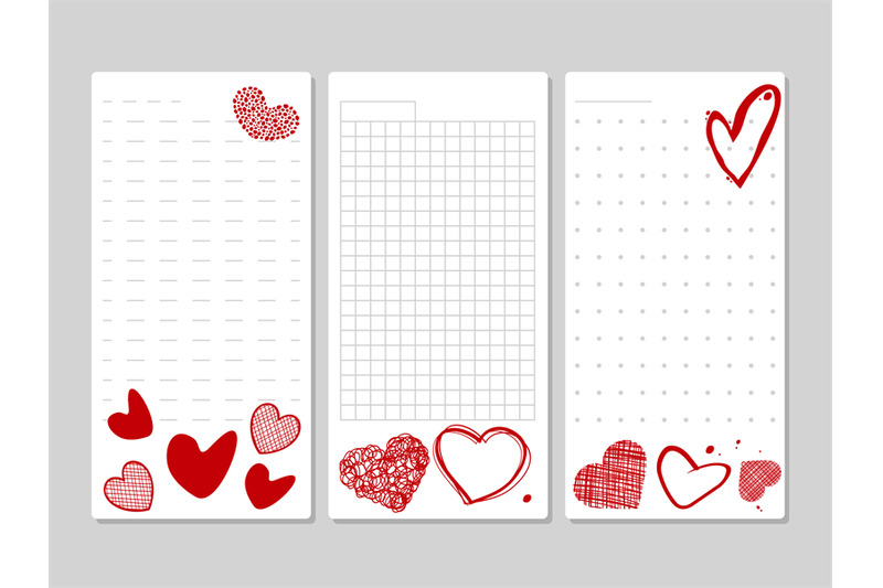 blocks-for-notes-and-lists-with-hand-drawn-hearts