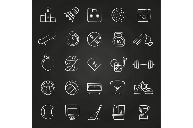 healthy-lifestyle-line-icons-on-chalkboard