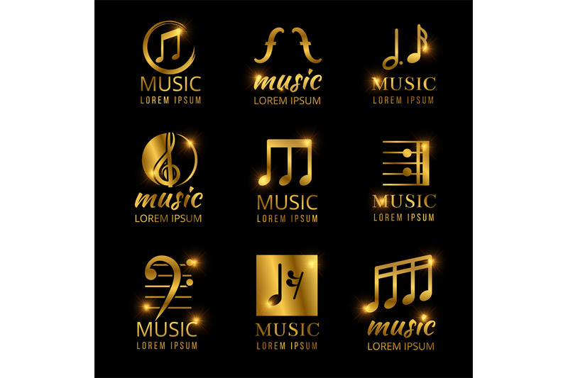 shiny-golden-music-vector-logos-set
