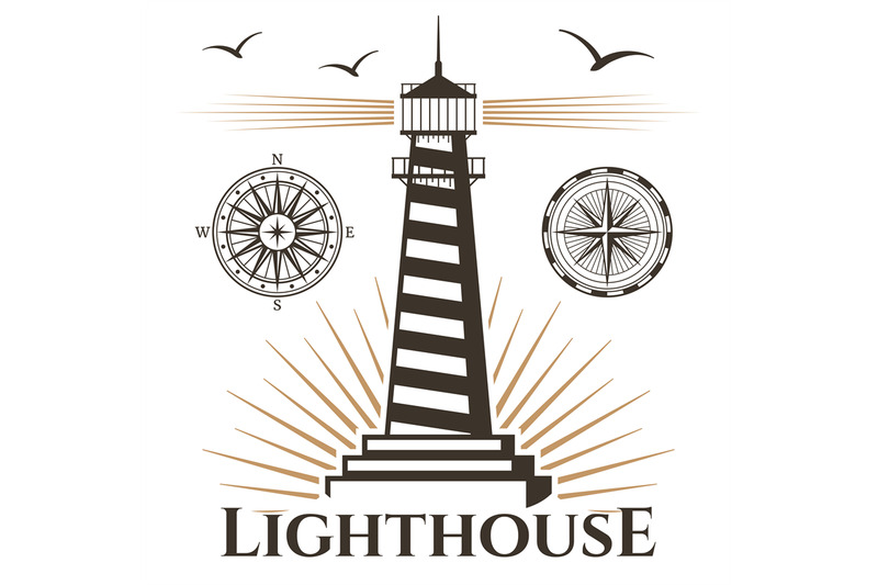 sea-nautical-lighthouse-and-vintage-compasses-emblem