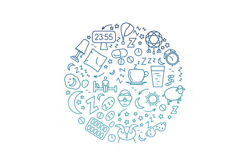 relax-and-night-rest-vector-signs-sleeping-linear-icons
