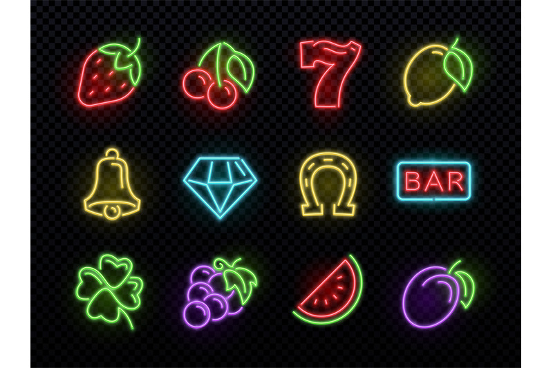 slot-machine-bright-neon-vector-symbols-casino-light-gambling-icons