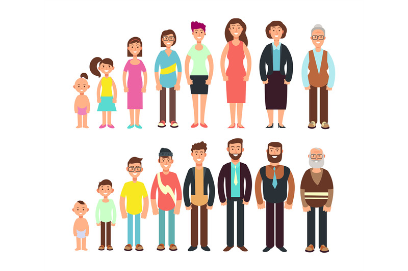 stages-of-growth-people-children-teenager-adult-old-man-and-woman