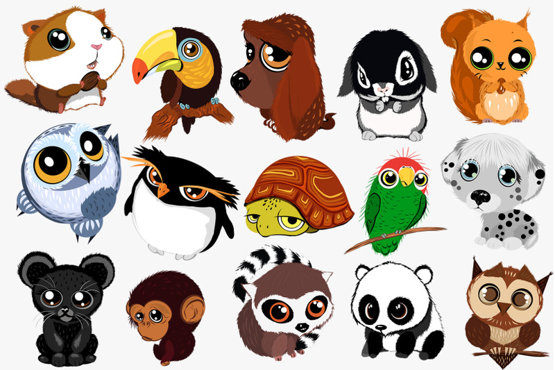 cute-cartoon-animals-with-big-eyes-children-love-vector